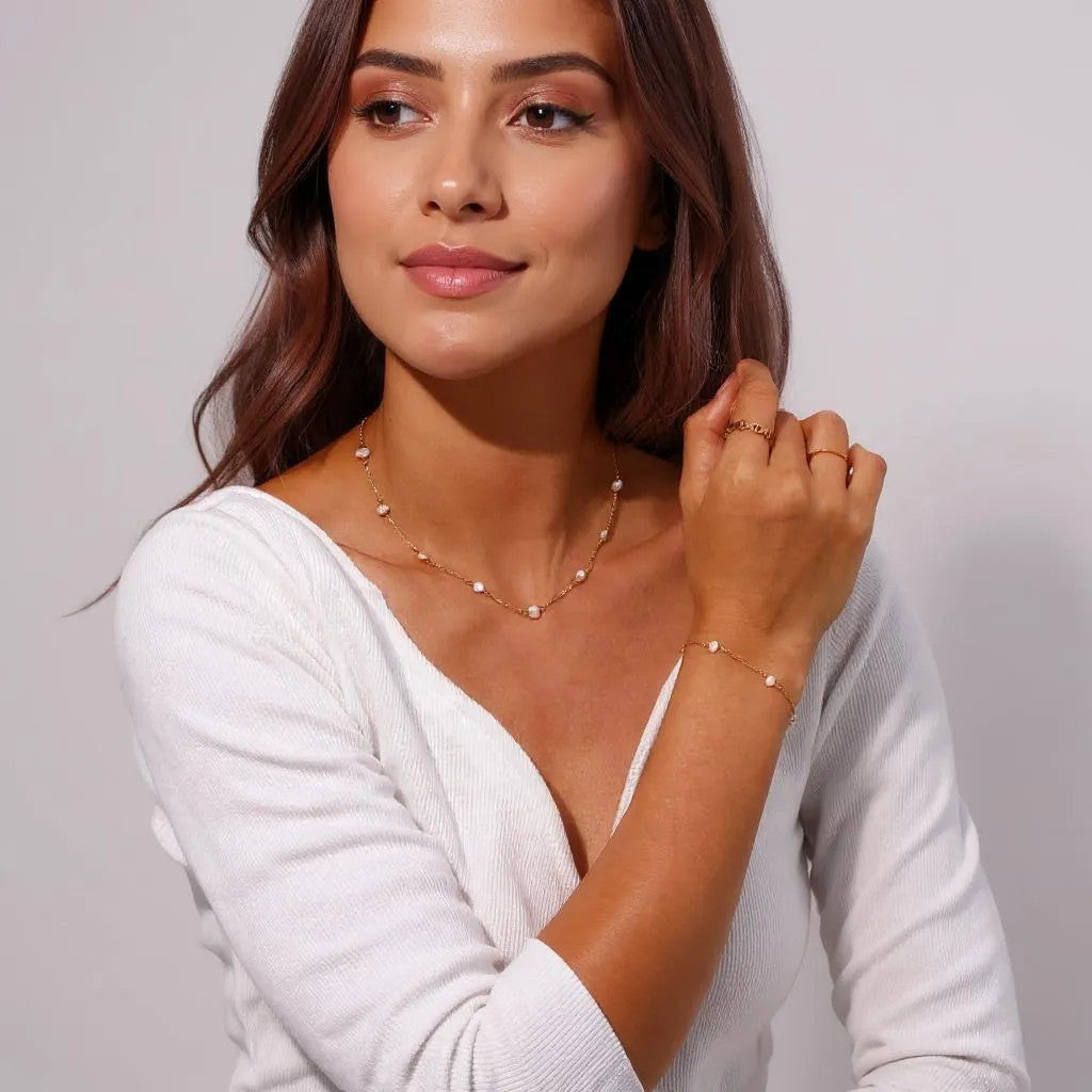 Pearl Trace Necklace and Bracelet Set