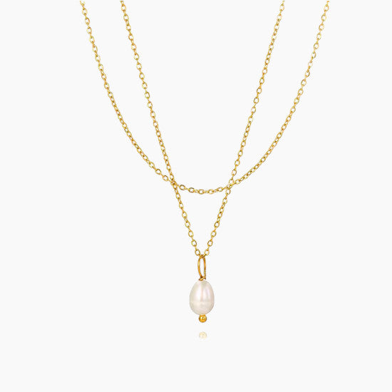 Double necklace with freshwater pearl Elara