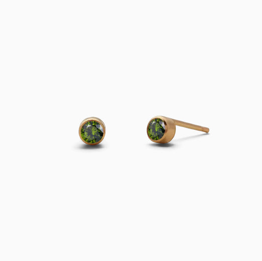 Mini stud earrings with a birthstone